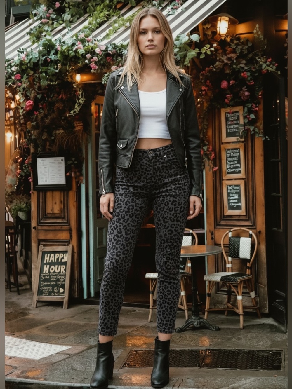 NWT Madewell 9’ Mid Rise Skinny Jeans in Flocked Leopard Black Size 26